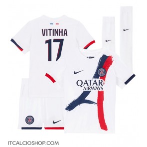 Paris Saint-Germain Vitinha #17 Seconda Maglia Bambino 2024-25 Manica Corta (+ Pantaloni corti)